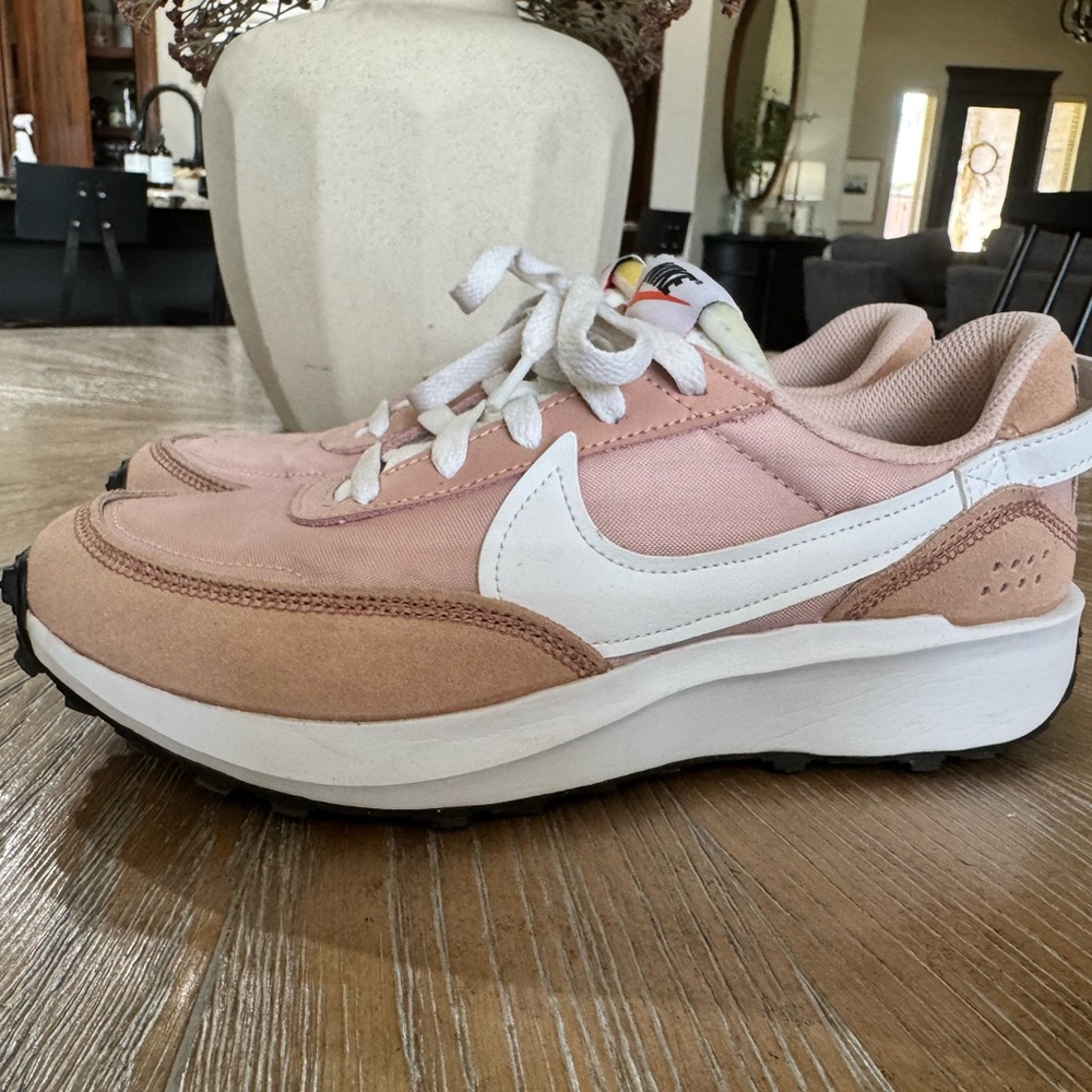 Nike Pink and White Low-Top Sneakers